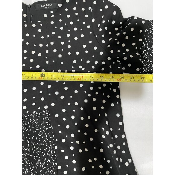CAARA Millazo Black Polka Dot Asymmetrical Shift Crew Neck Dress Size Large - Picture 13 of 16